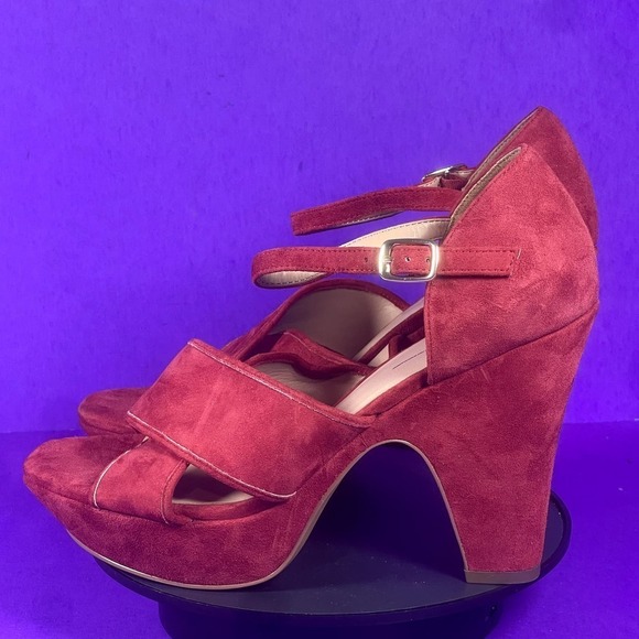 Linea‎ Paolo Red Suede Criss-Cross Ankle Strap Sandals Women's Size 7.5-NEW - Picture 4 of 10